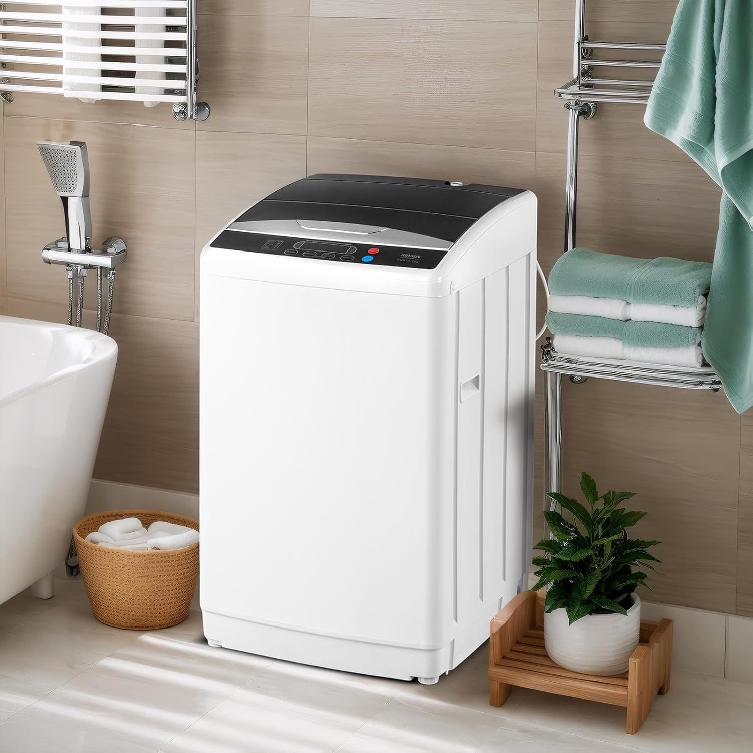 VINGLI 25LBS Full-Automatic Electric Laundry Machine， Portable Washing Machine with Stainless Steel Drum, 110V Compact Washer, Washer and Dryer Combo for Apartment, Dorms, RV, Grey