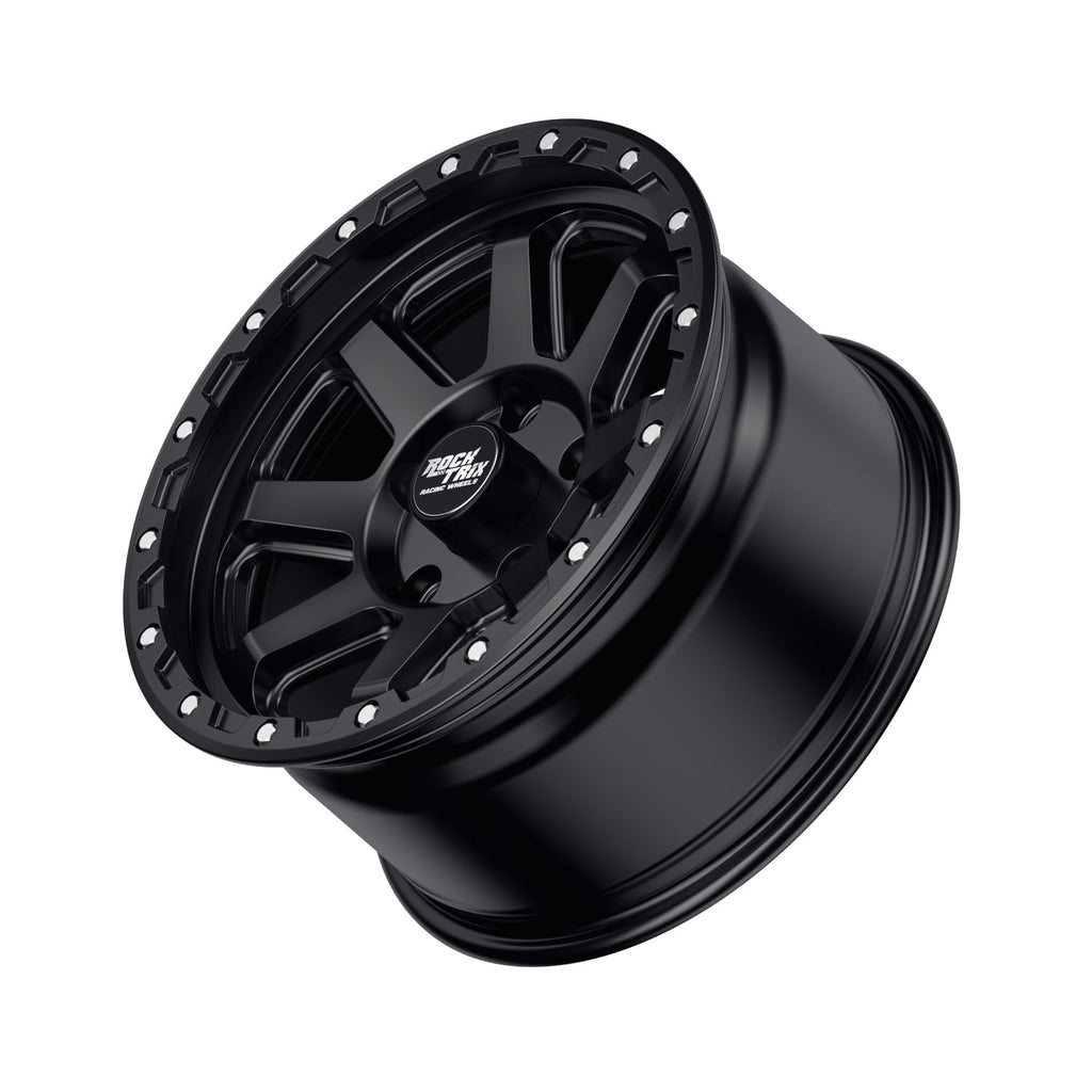 RockTrix RT116 17 inch Wheel Compatible with Jeep Wrangler JK JL 17x9 5x5 Wheels (-12mm Offset, 4.5in Backspace) 5x5 PCD, 71.5mm Bore, Gunmetal Gray Wheels, Also fits Gladiator JT Rims