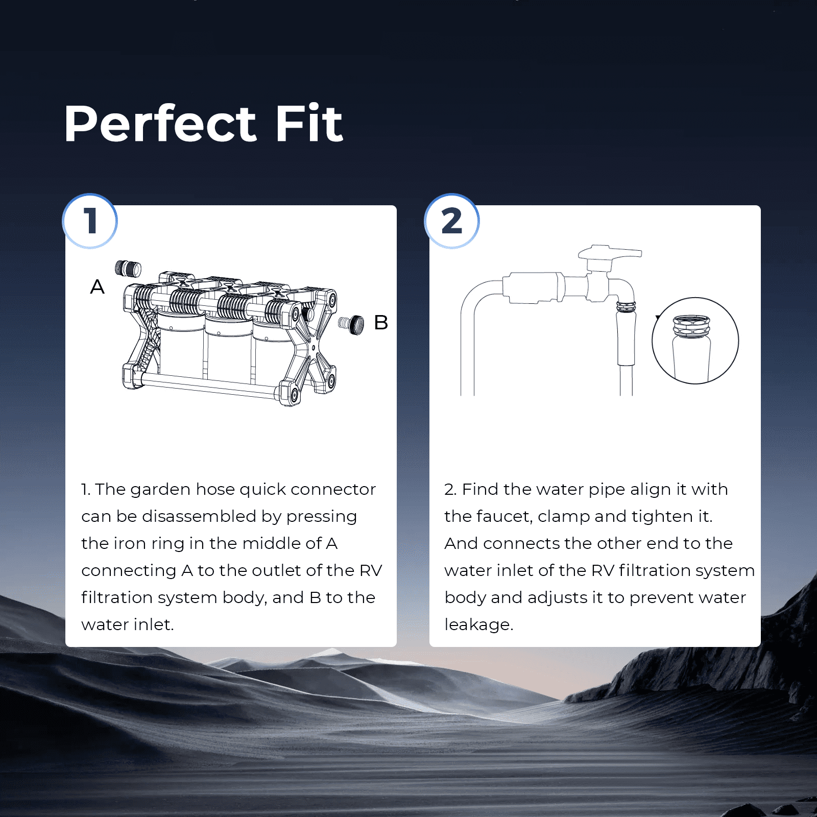 GLACIER FRESH RV Water Filtration System with 0.2 micron Water Filter, 3-Stage Premium Filtration, Compact 5 inch Filter, for RVs, Campers and Boats