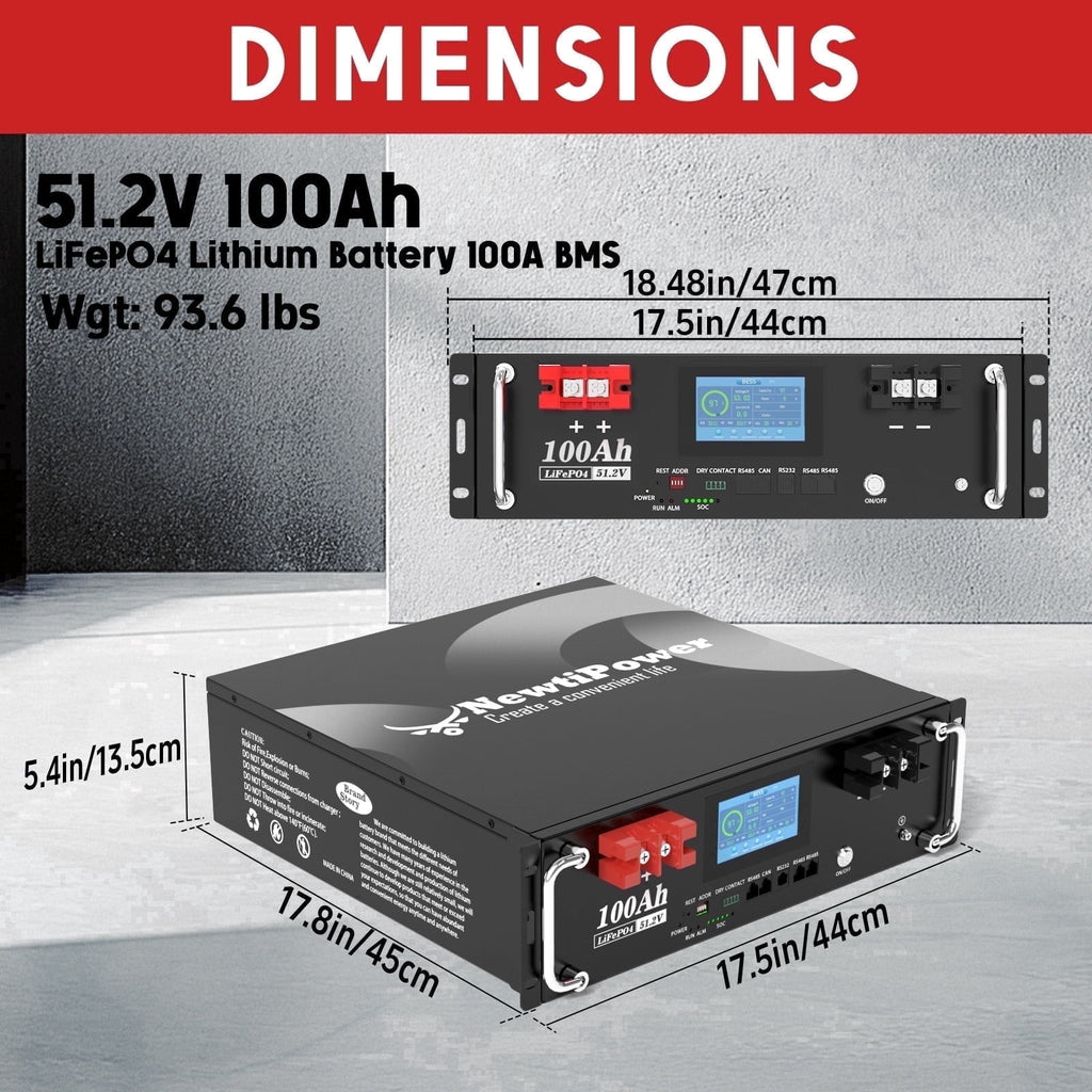 48V 135Ah 5.12KW Server Rack Lithium LiFePO4 Battery with Monitor&200A BMS Grade A Cells, Supports CAN/RS232/RS485,10000+ Cycles,Perfect for RV,Home Storage,Solar Power System
