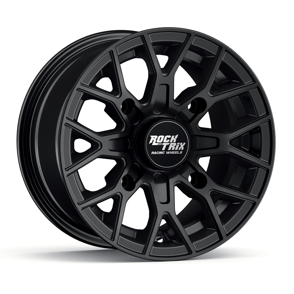RockTrix RT104 4pc 14in ATV Wheels 4x110 Rims, 14x7, 5+2 Offset, For ATV UTV with IRS (Independent Rear Suspension), Compatible with Honda Kawasaki Yamaha Suzuki 4/110 (Set of 4)