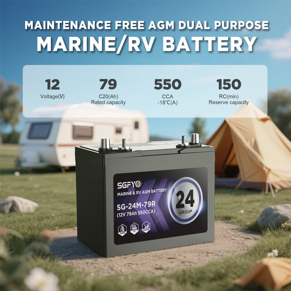 SGFYO Group Size 31M Dual Purpose Marine Battery,12V 105Ah 825CCA 200RC AGM Starter and Deep Cycle RV & Boat Batteries