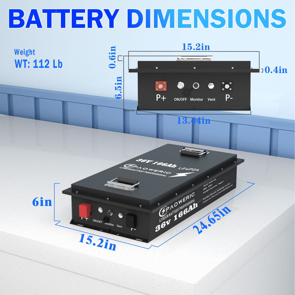 Paoweric 48V 100Ah LiFePO4 Lithium Golf Cart Battery with Charger, Perfect for Golf Cart, Trolling Motor