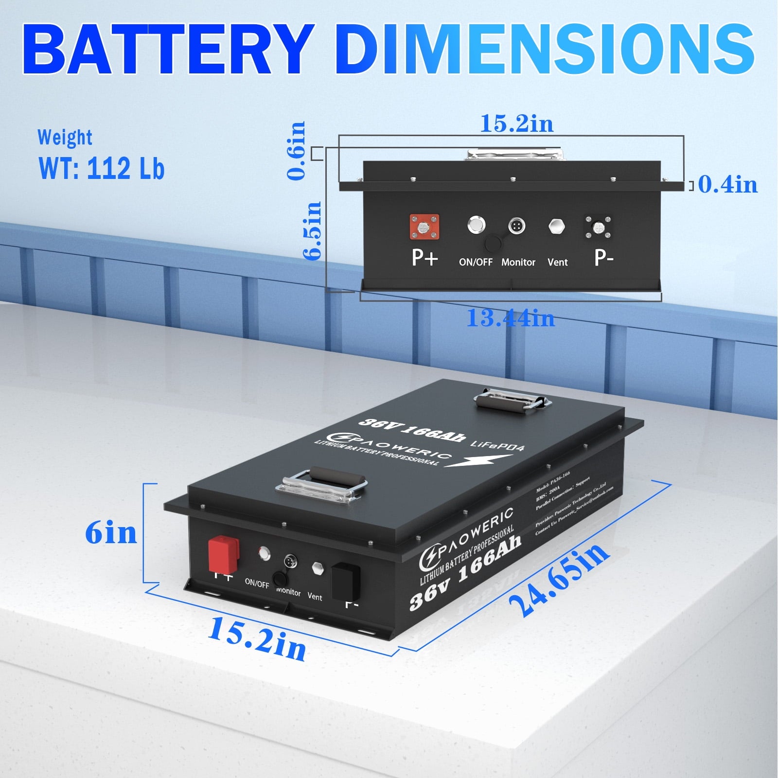 Paoweric 48V 100Ah LiFePO4 Lithium Golf Cart Battery with Charger, Perfect for Golf Cart, Trolling Motor