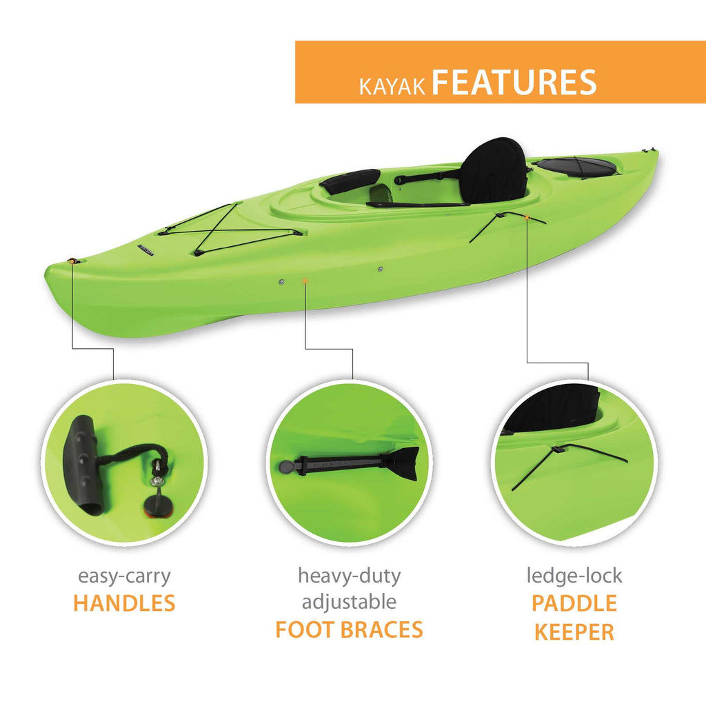 Lifetime Guster 10 ft Sit-Inside Kayak with Paddle, Emerald Fusion (91354)
