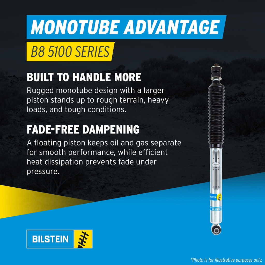 Bilstein Set of Front and Rear B8 5100 Series Shocks with Steering Stabilizer Compatible with 2020-2025 Wrangler with 2-3 Rear Lift