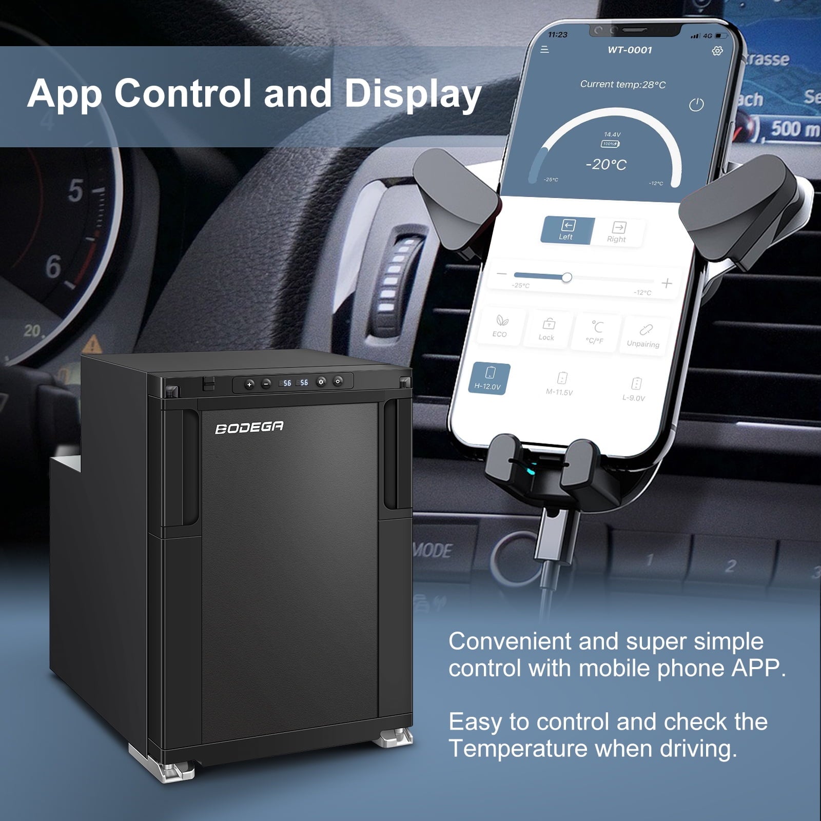BODEGA Camper Fridge RV Refrigerator Electric Car Cooler - 12 Volt Freezer Compressor for Refrigerated Rruits and Vegetables - 45L