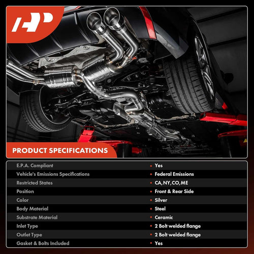 A-Premium Front and Rear 2-PC Catalytic Converter Kit Direct-Fit Compatible with Dodge Grand Caravan Journey Avenger & Chrysler Town & Country 200 & Volkswagen Routan & Ram C/V 3.6L EPA Compliant