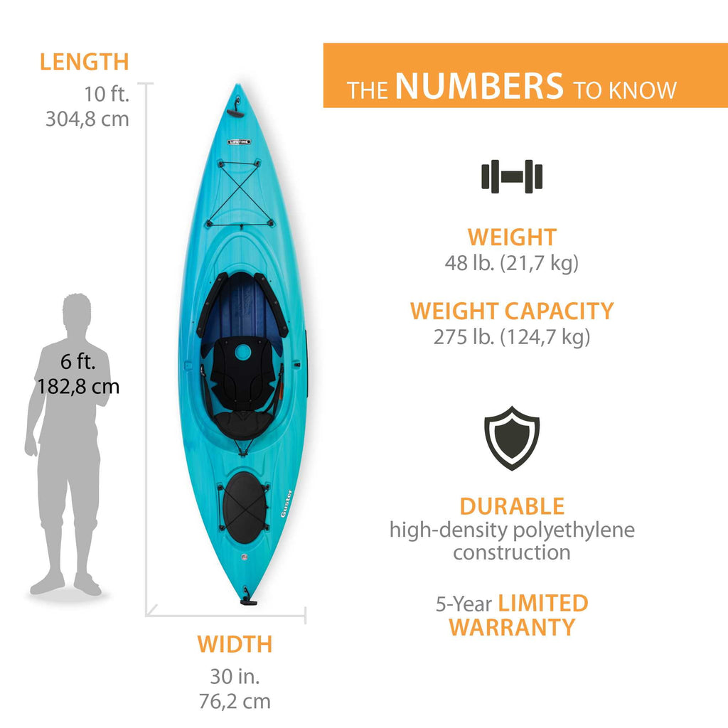 Lifetime Guster 10 ft Sit-Inside Kayak with Paddle, Emerald Fusion (91354)