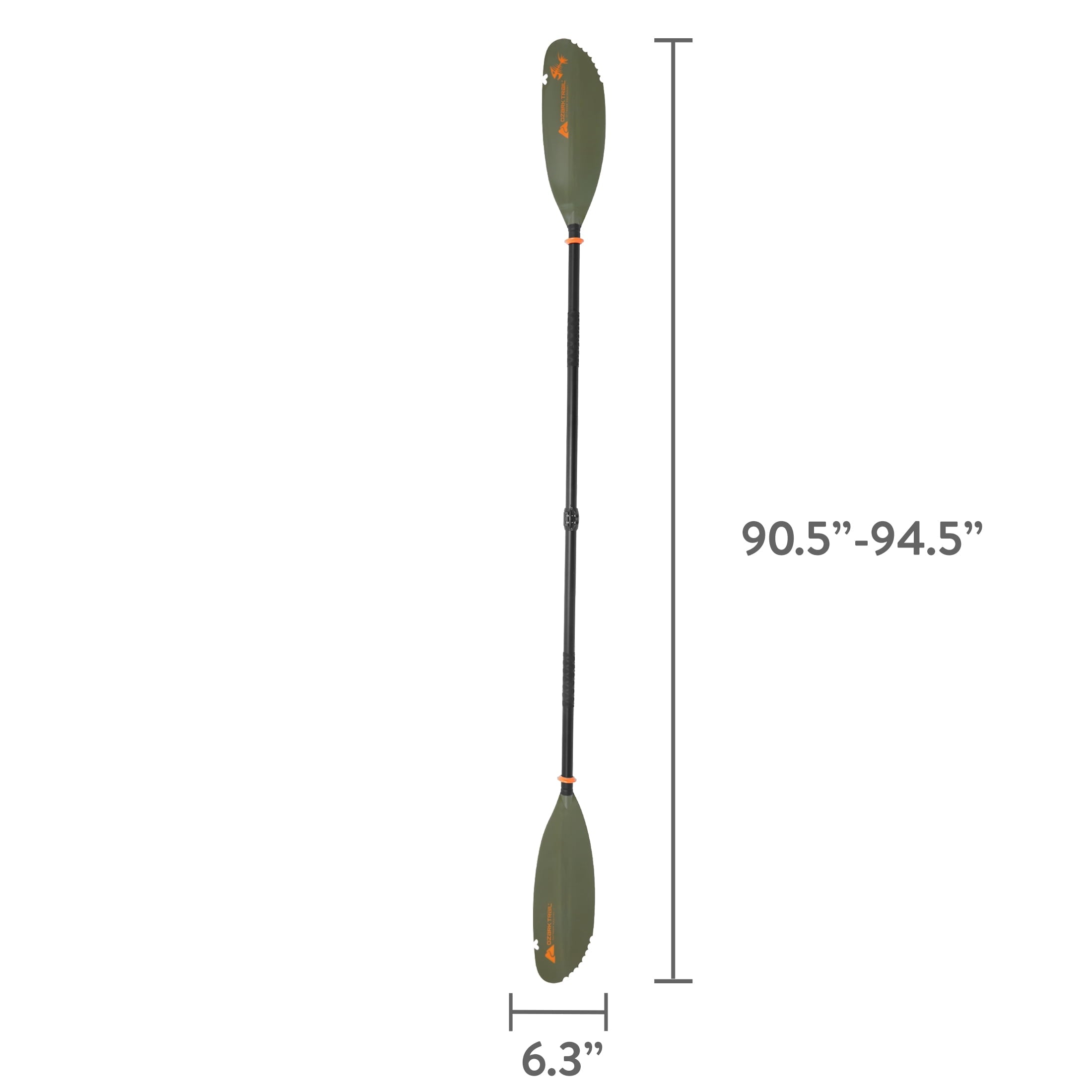 Ozark Trail Green Fiberglass and Aluminum Fishing Kayak Paddle, 94.5