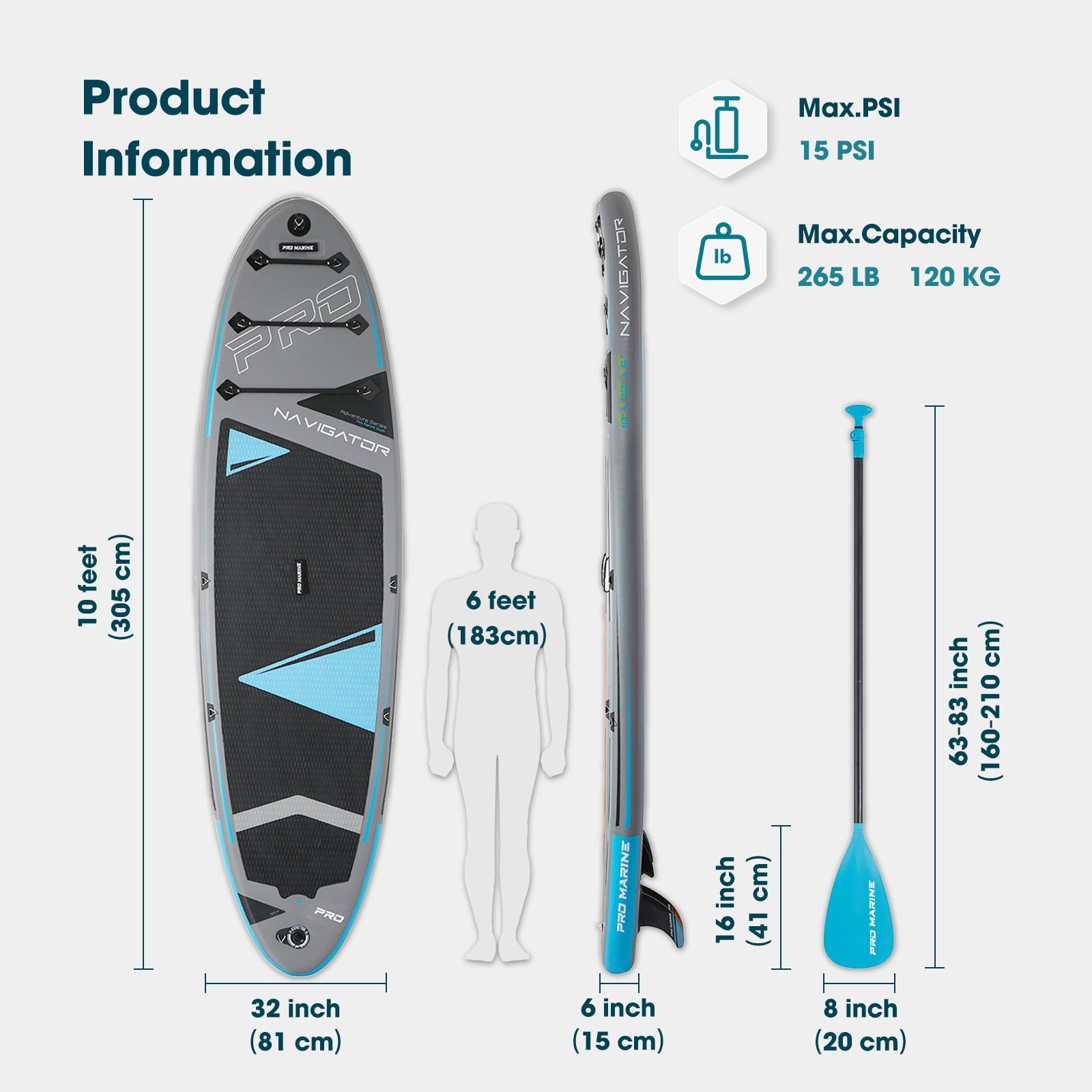 PROMARINE 10' Inflatable Stand up Paddle Boards  Adjustable Paddle SUP Carry Bag & Fast Pumping for Youth & Adults