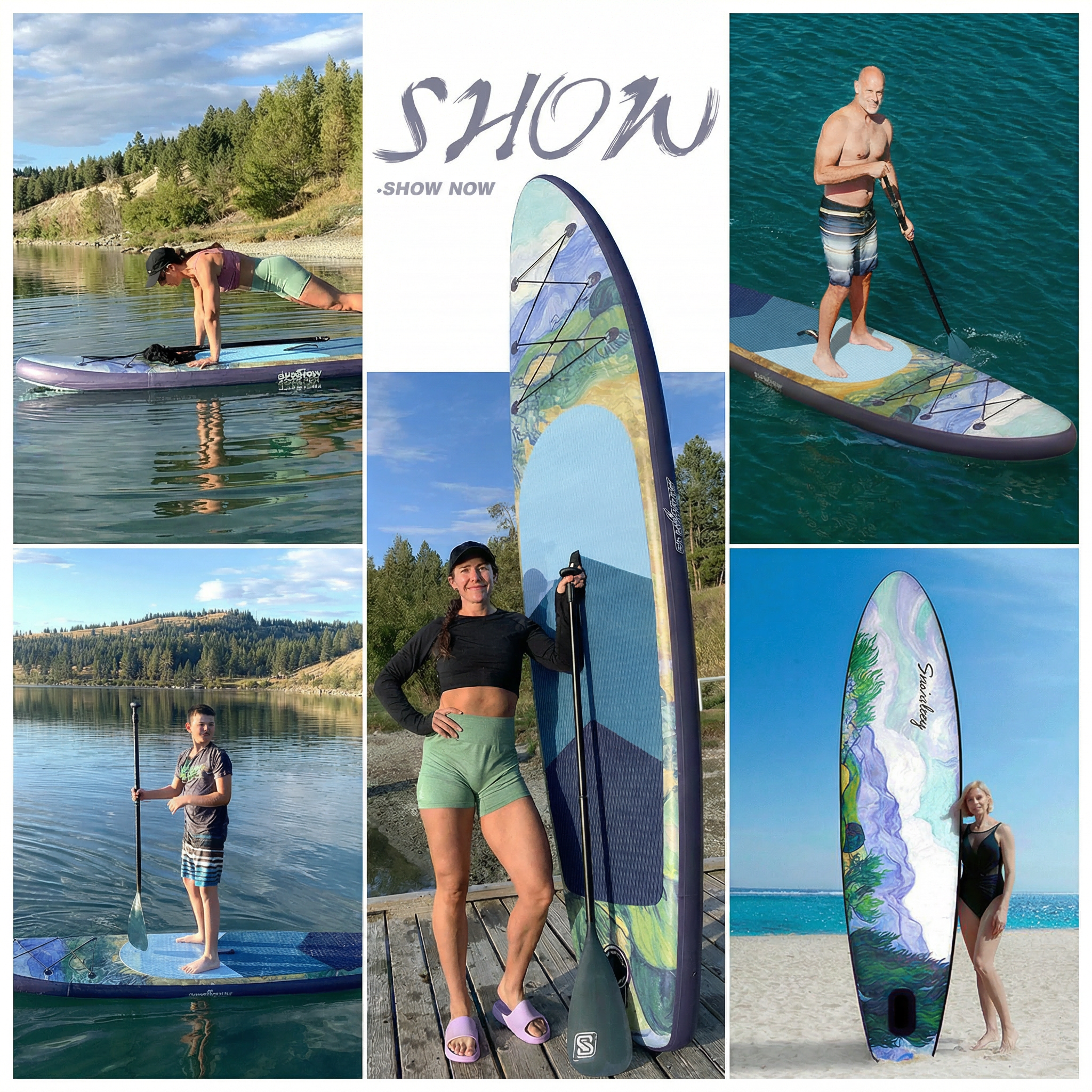 Rayocon Inflatable Paddle Board for Adults, 10'6 Stand Up Paddle Board, Wide Stable Touring SUP with Pump and Dry Bag