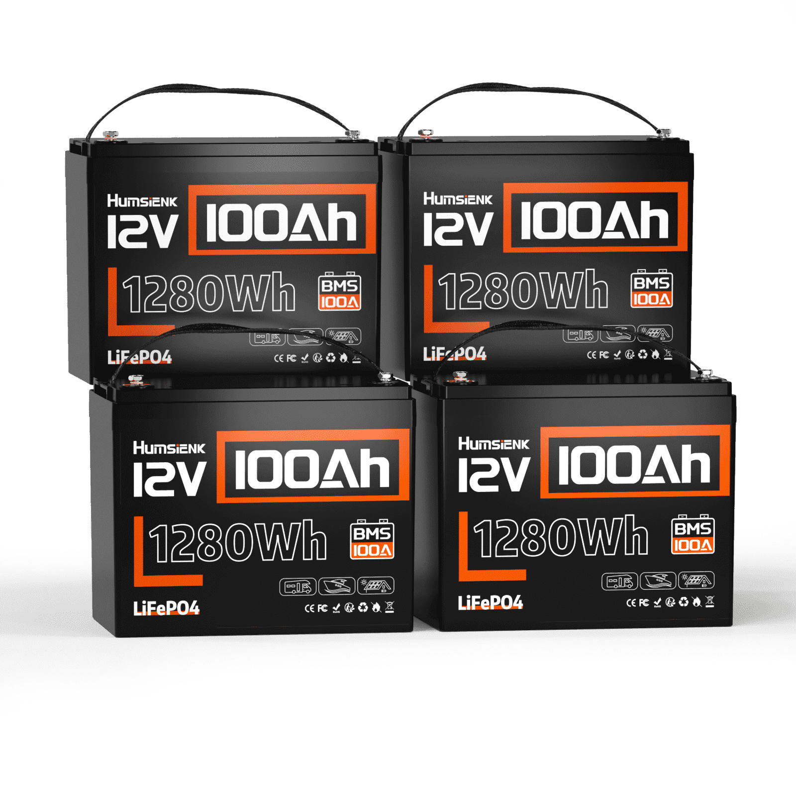 HumsiENK 12V 100Ah LiFePO4 Battery Group 24 Lithium Battery 100A BMS with Low Temp Cutoff, 15000+ Deep Cycles for RV Solar Marine Trolling Moto Off-Grid, Lithium Iron Phosphate Batteries