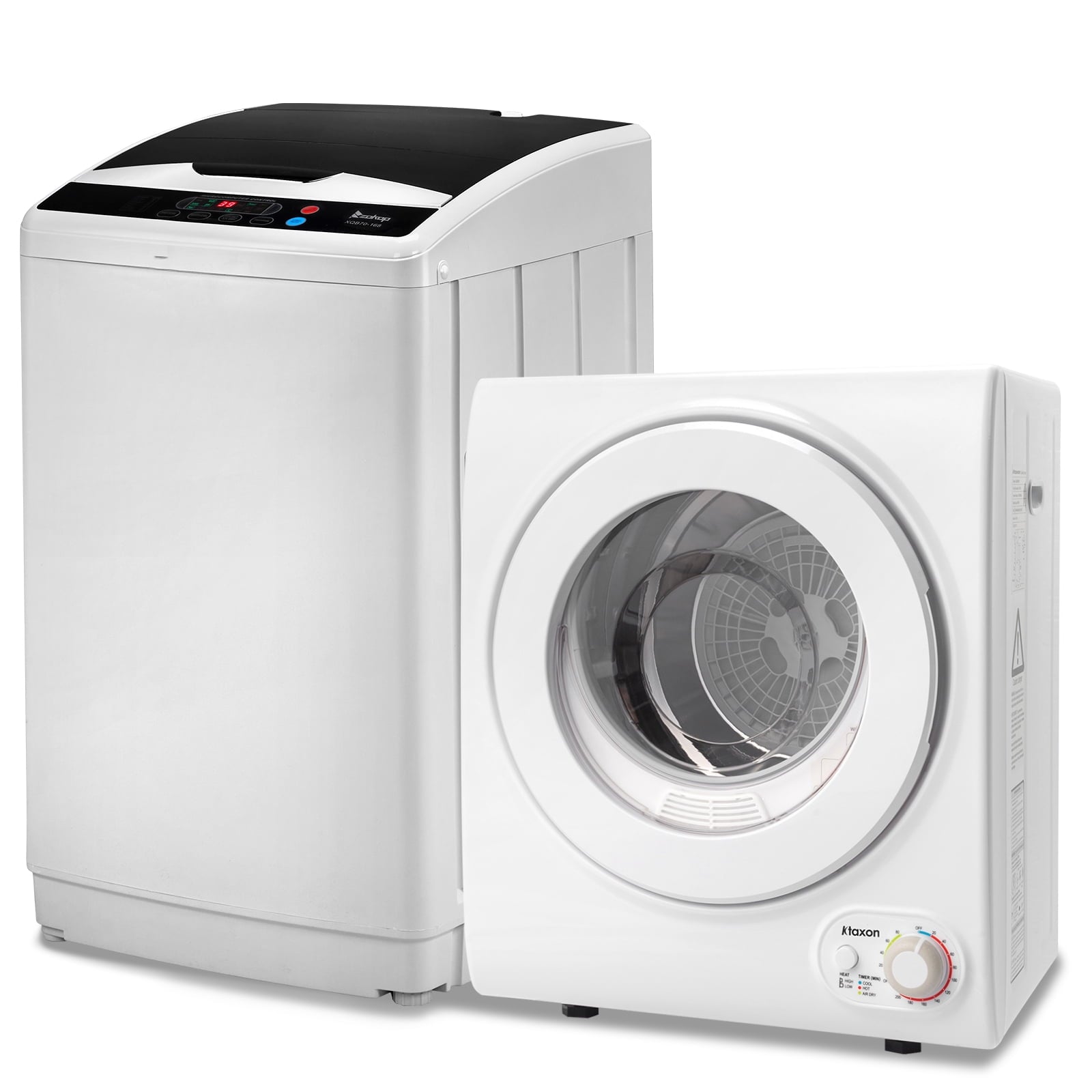 Ktaxon 17.8LBS Full Automatic Washing Machine and 3.5CuFt Portable Clothes Dryer Set, Compact Laundry Washer and Dryer Combo Set with Stainless Steel Inner Tub, for Apartment, Dorms, Home