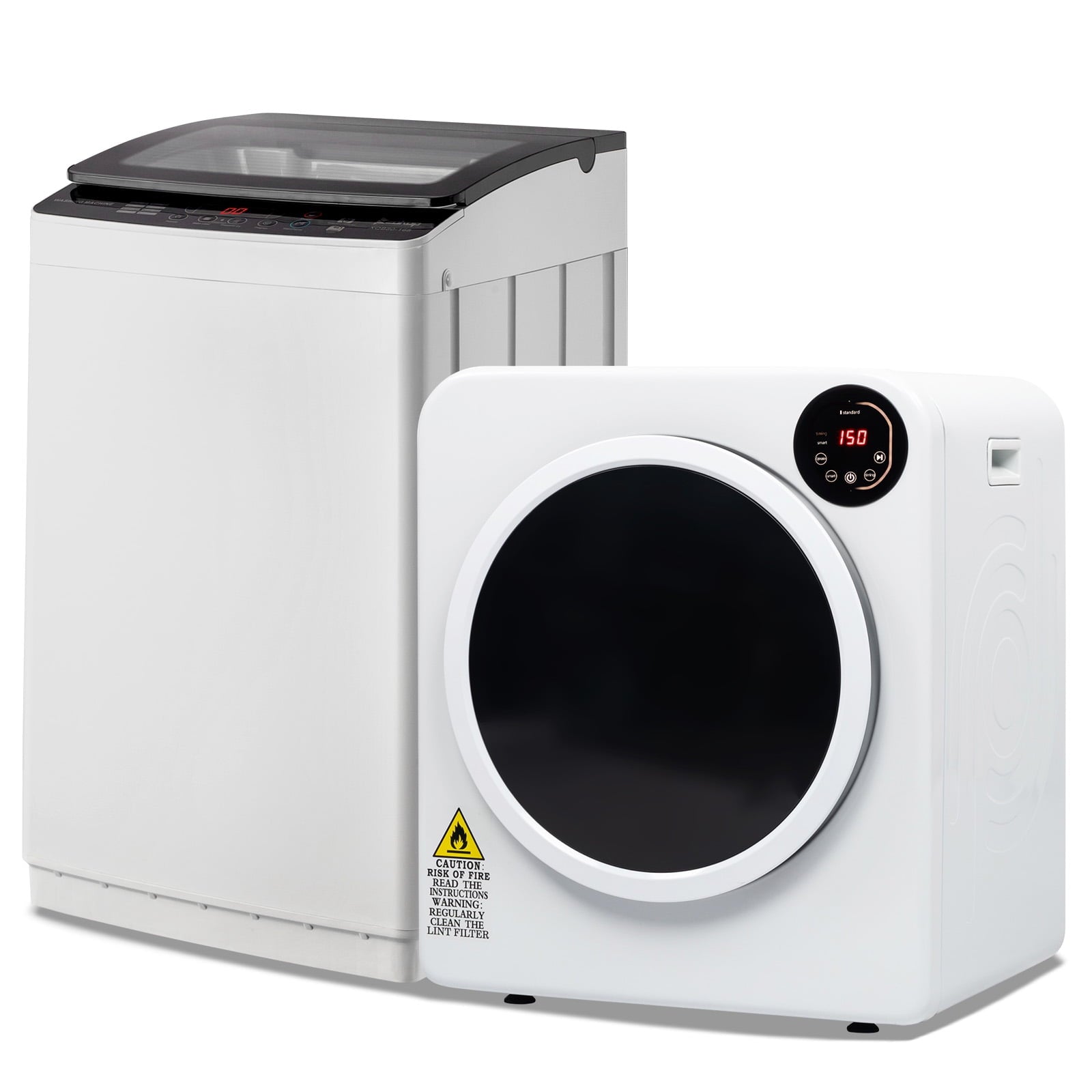 Ktaxon 17.8LBS Full Automatic Washing Machine and 3.5CuFt Portable Clothes Dryer Set, Compact Laundry Washer and Dryer Combo Set with Stainless Steel Inner Tub, for Apartment, Dorms, Home