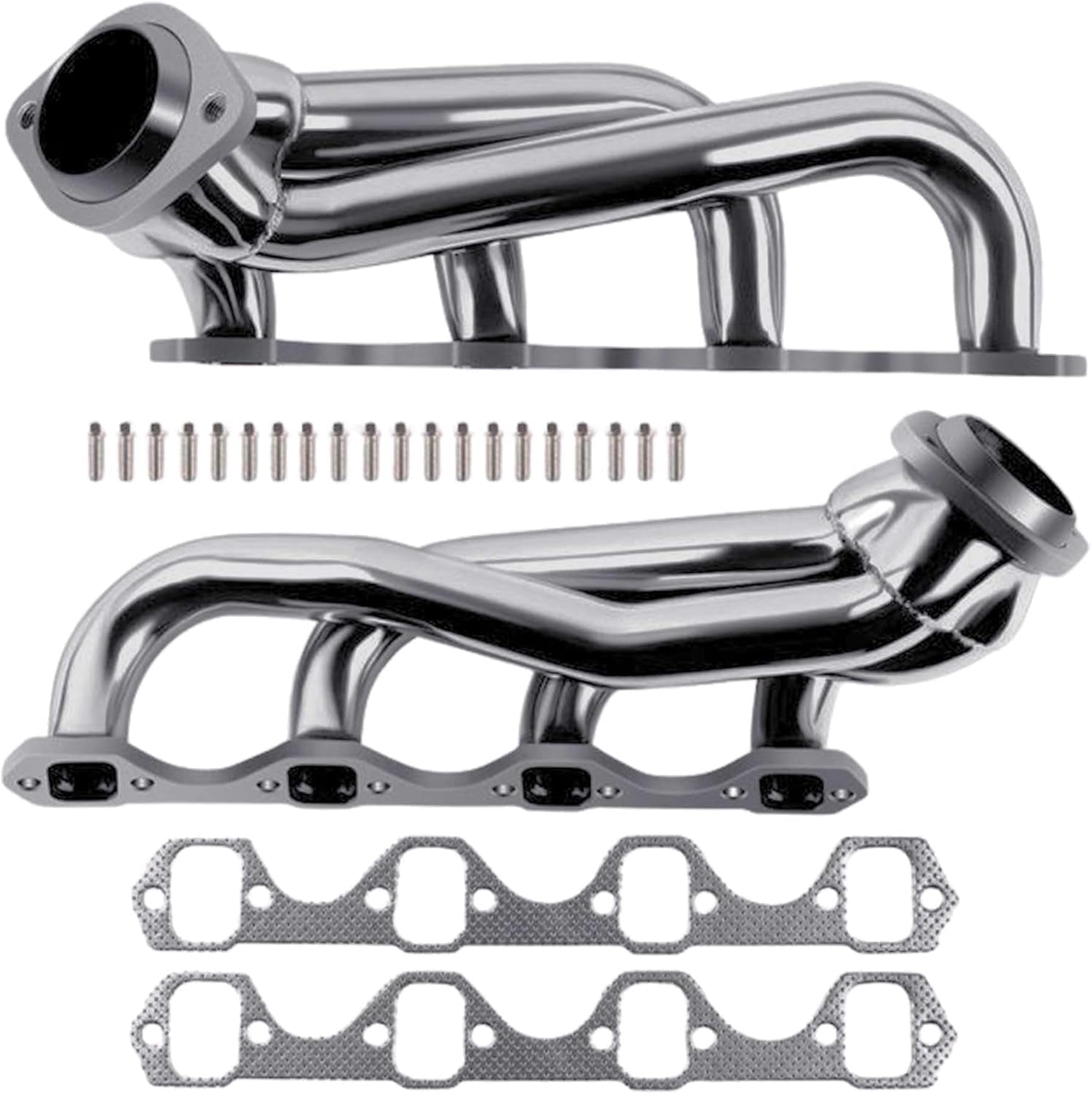 Polished 304 Stainless Steel Shorty Headers for 1979 1993 Ford Mustang 5.0L V8 Fox Body GT LX Upgraded Copper Gaskets Direct Bolt On Exhaust Manifold (Shorty Headers)