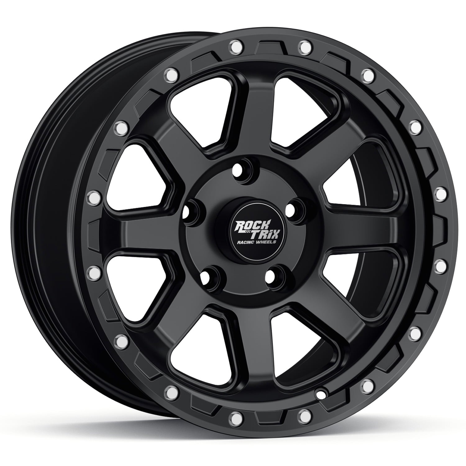 RockTrix RT116 17 inch Wheel Compatible with Jeep Wrangler JK JL 17x9 5x5 Wheels (-12mm Offset, 4.5in Backspace) 5x5 PCD, 71.5mm Bore, Gunmetal Gray Wheels, Also fits Gladiator JT Rims