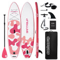 Santasup Blow Up Paddle Board Inflatable Paddle Board For Adults, 10ft Stand Up Paddleboard, Sup Board With Sup Accessories, Non-Slip Deck, Adjustable Paddle, Travel Backpack Wide Stance Pink