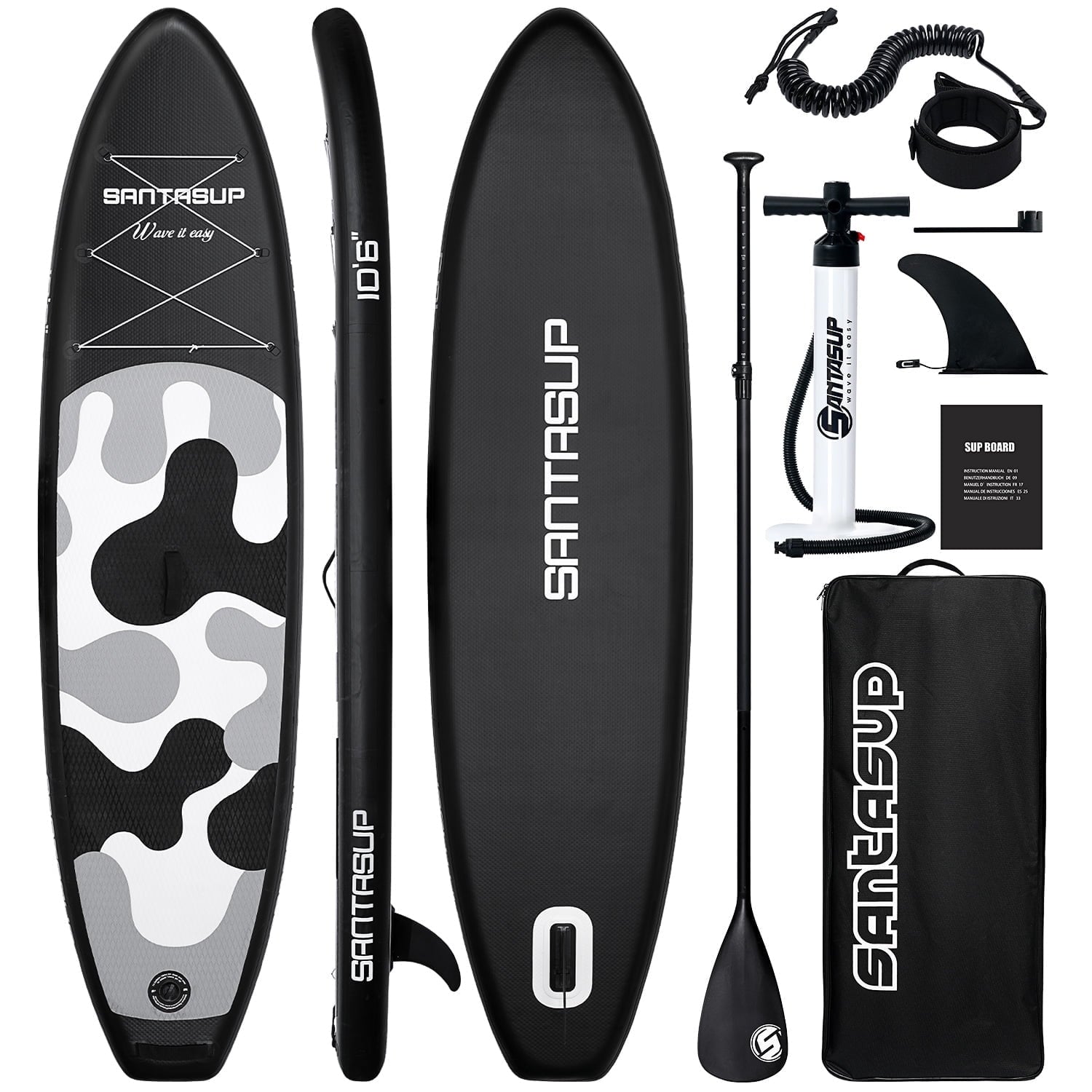Santasup Blow Up Paddle Board Inflatable Paddle Board For Adults, 10ft Stand Up Paddleboard, Sup Board With Sup Accessories, Non-Slip Deck, Adjustable Paddle, Travel Backpack Wide Stance Pink