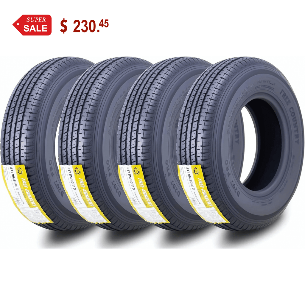 Free Country ST 205/75R15 8 Ply /Load Range D w/Scuff Guard Trailer Tires, Set of 4