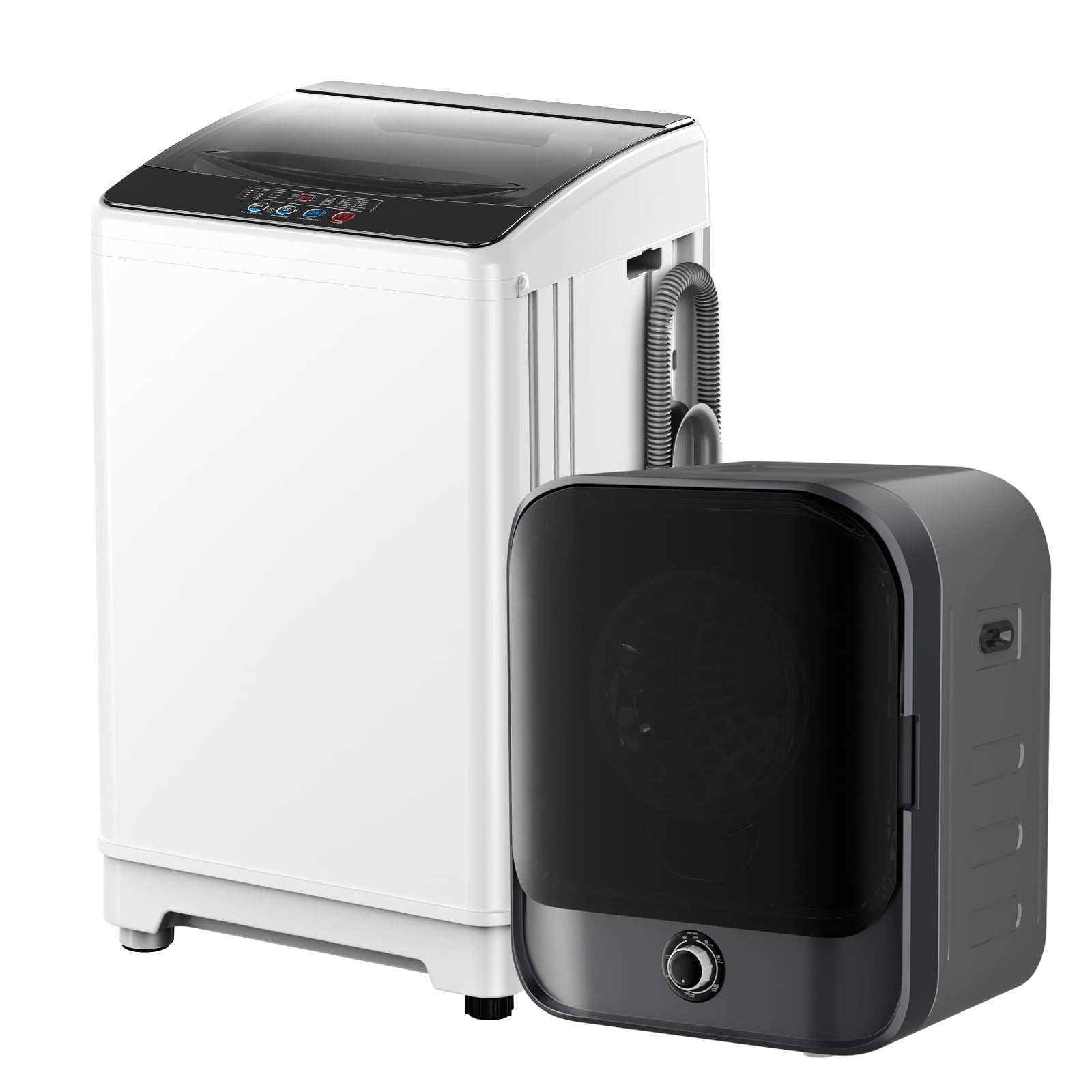 TABU Washer and Dryer Set, 19LBS Fully Automatic Washing Machine & 10LBS Clothes Dryer (White&White)