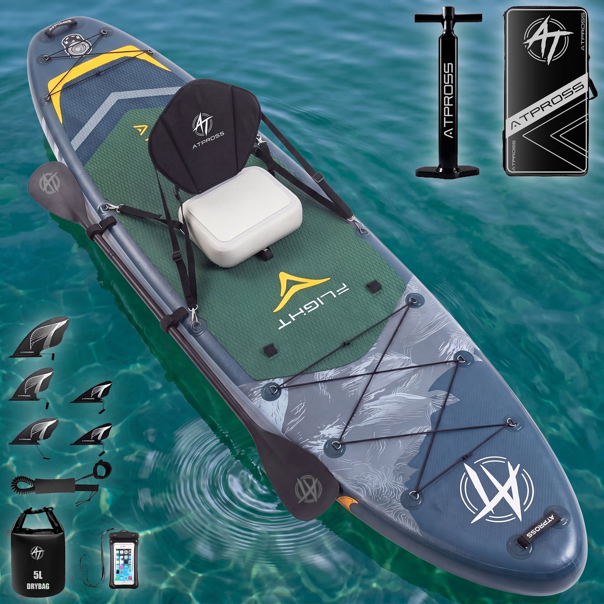 Ultifit Inflatable Paddle Board Extra Wide 500 Lbs Capacity Anti-Slip Design with SUP Accessories and Seat 12' x 36