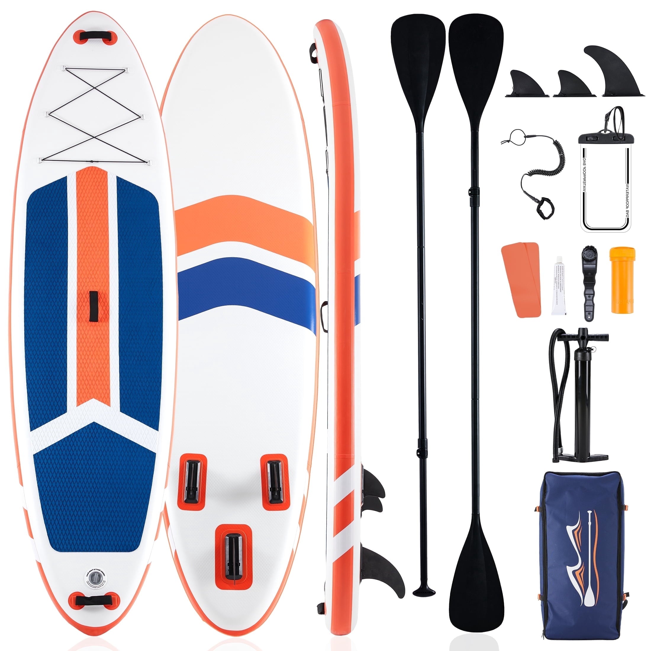 ZUNMOS 10.5ft Inflatable Stand Up Paddle Board, Non-Slip Deck, Complete SUP Accessories Set for All Skill Levels, Brown and Green