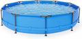 Zimtown 12ft x 30in Round Above Ground Pool, Blue Heavy-Duty Metal Frame Backyard Swimming Pool