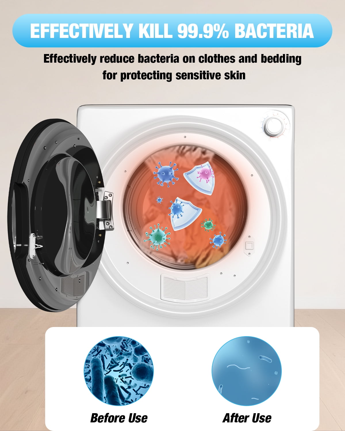 TABU Washer and Dryer Set, 19LBS Fully Automatic Washing Machine & 10LBS Clothes Dryer (White&White)