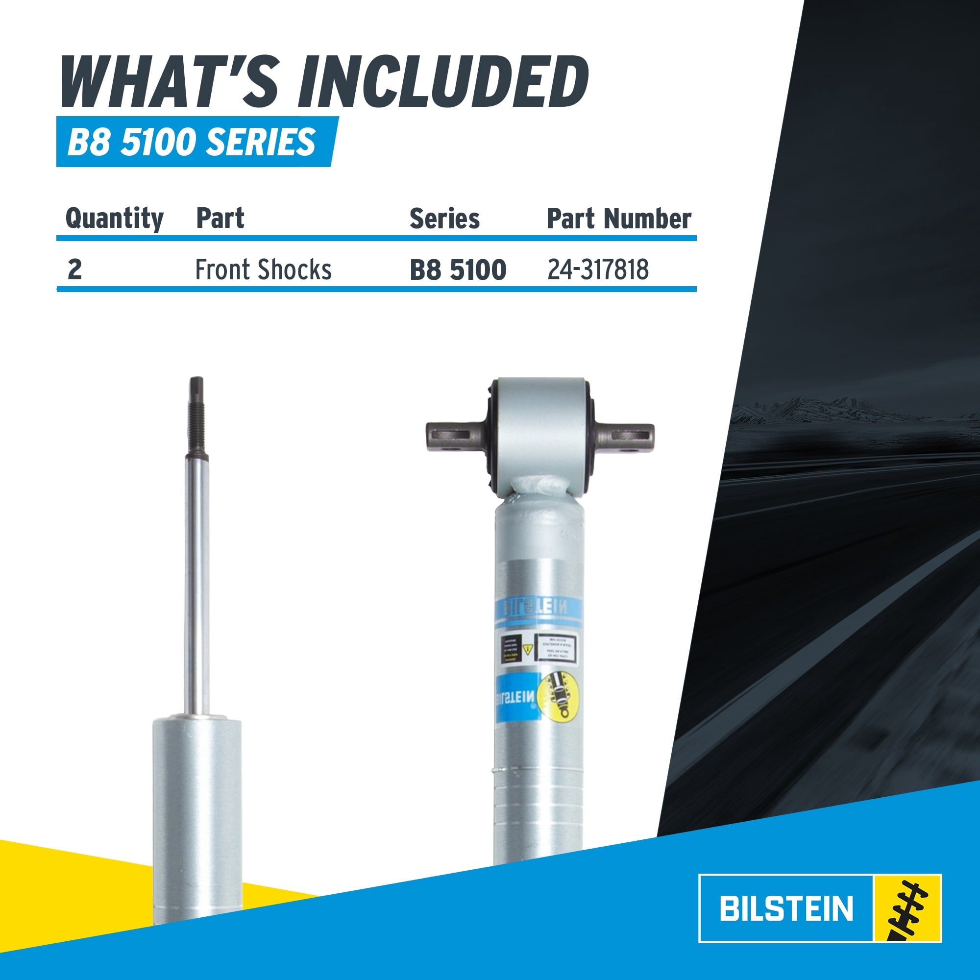 Bilstein Set of Front and Rear B8 5100 Series Shocks Compatible with 2007-2013 Silverado / Sierra 1500 w/o Electronic Suspension with 0-1 Rear Lift