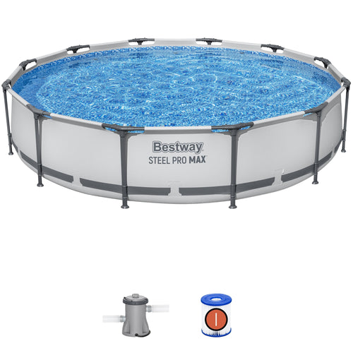 Bestway 12' x 30 Steel Pro Round Frame Above Ground Pool Set with Filter Pump