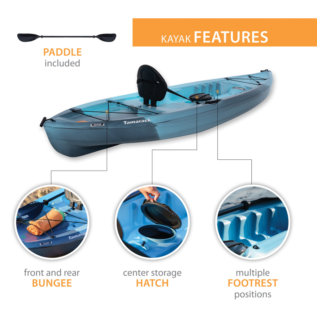 Lifetime Tamarack Angler 10 ft Sit-On-Top Fishing Kayak with Paddles, 2 Pack, Tan (90806)