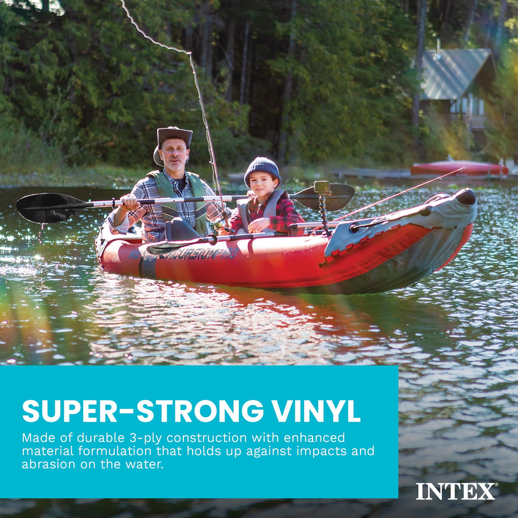 Intex Excursion Pro Inflatable 2 Person Vinyl Kayak with 2 Oars and Pump