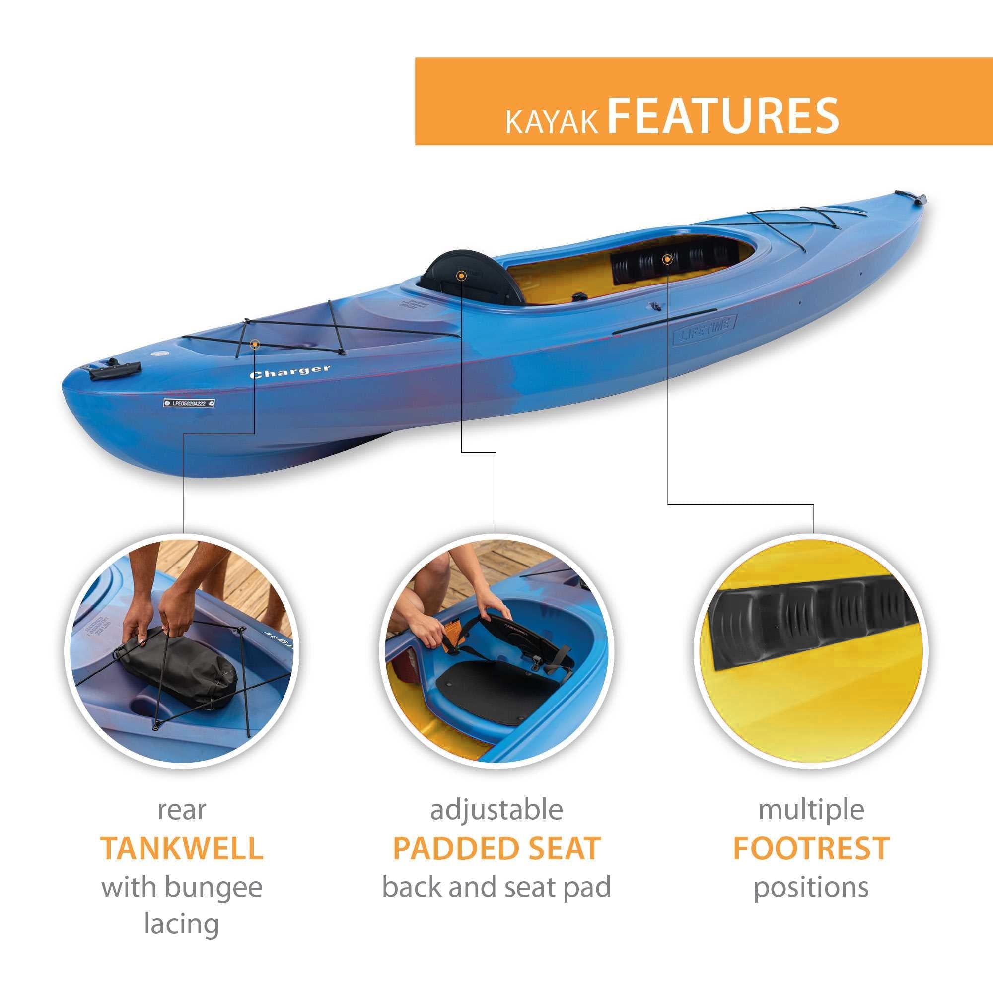 Lifetime Charger 10 ft Sit-Inside Kayak with Paddle, Seaside Dualtone (91349)
