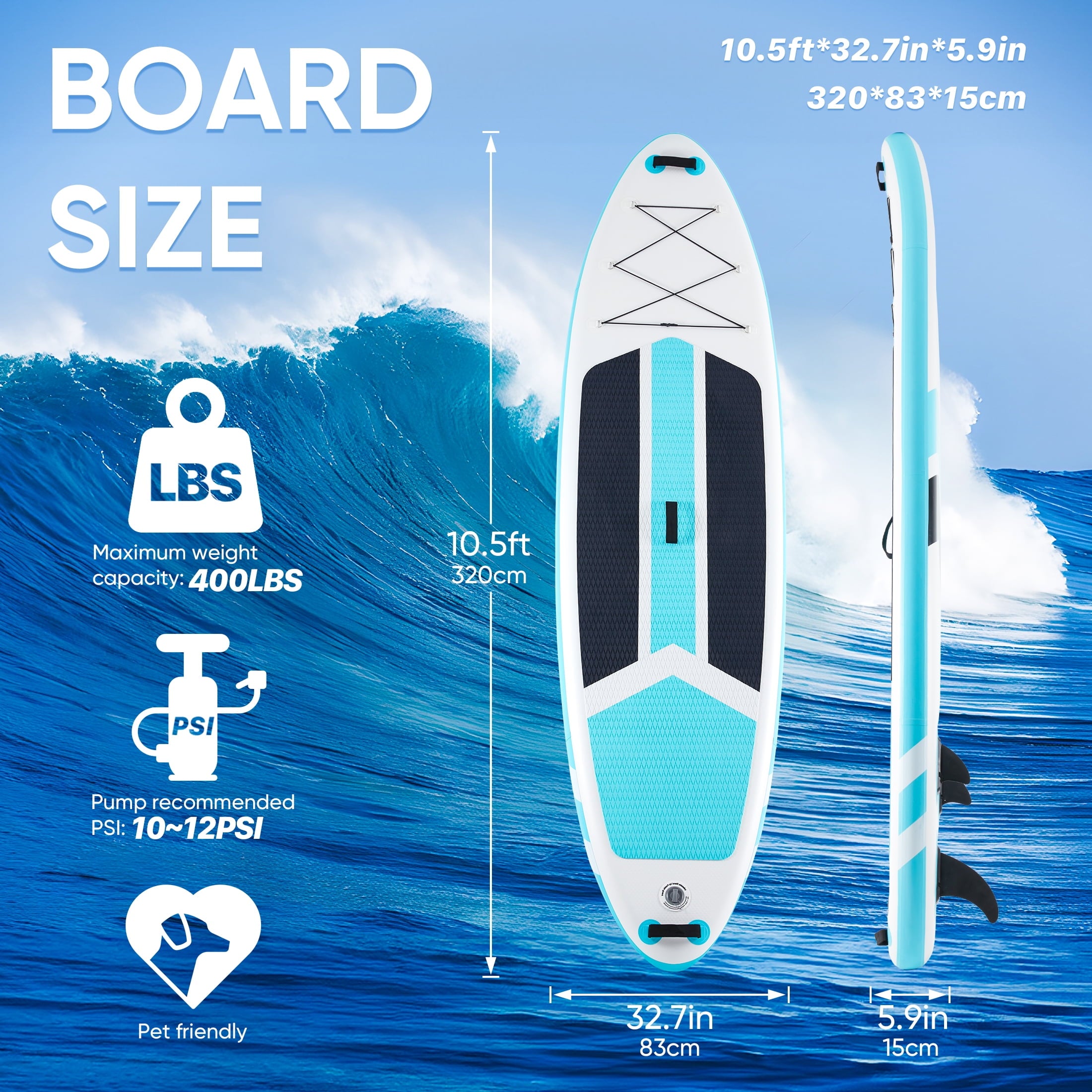 ZUNMOS 10.5ft Inflatable Stand Up Paddle Board, Non-Slip Deck, Complete SUP Accessories Set for All Skill Levels, Brown and Green