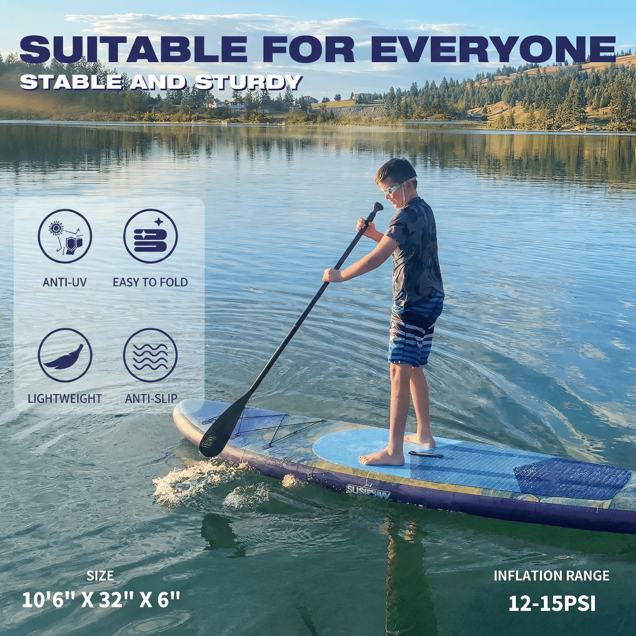 Rayocon Inflatable Paddle Board for Adults, 10'6 Stand Up Paddle Board, Wide Stable Touring SUP with Pump and Dry Bag
