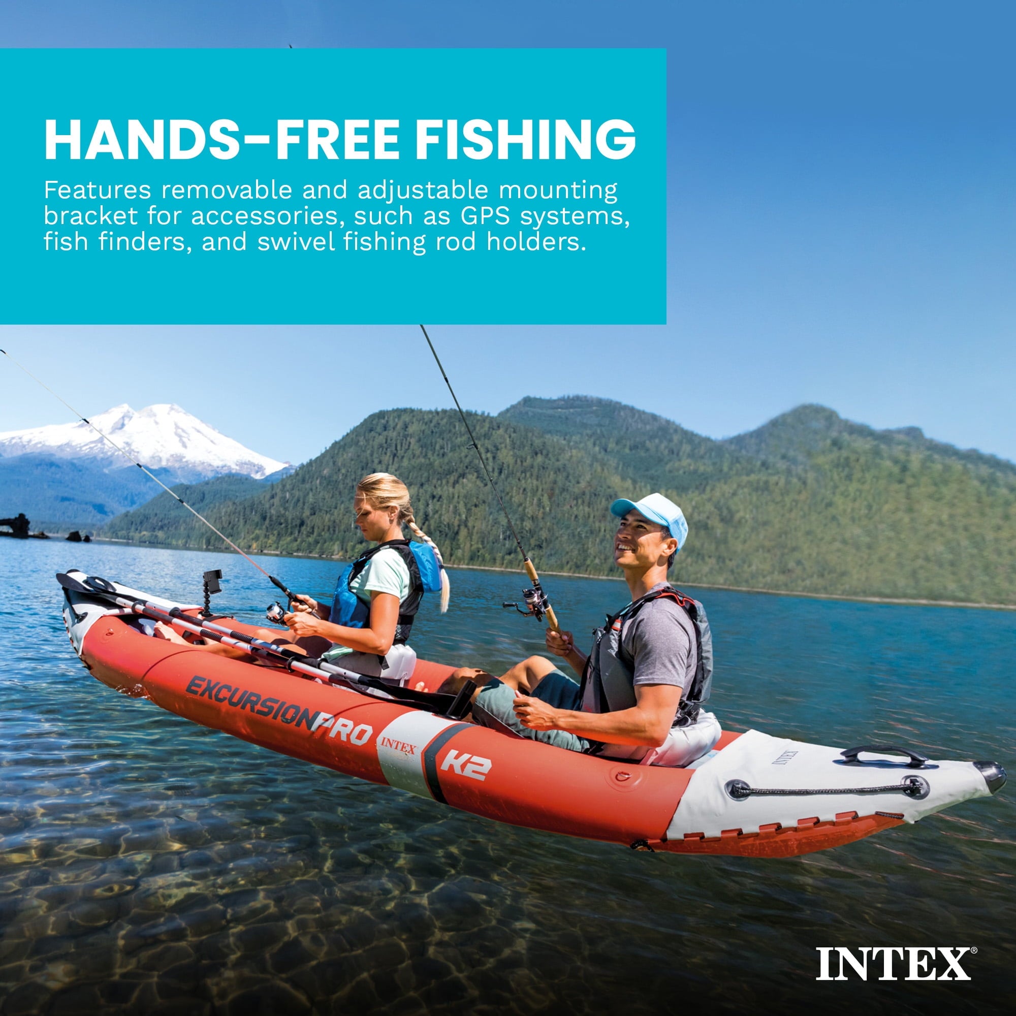 Intex Excursion Pro Inflatable 2 Person Vinyl Kayak with 2 Oars and Pump