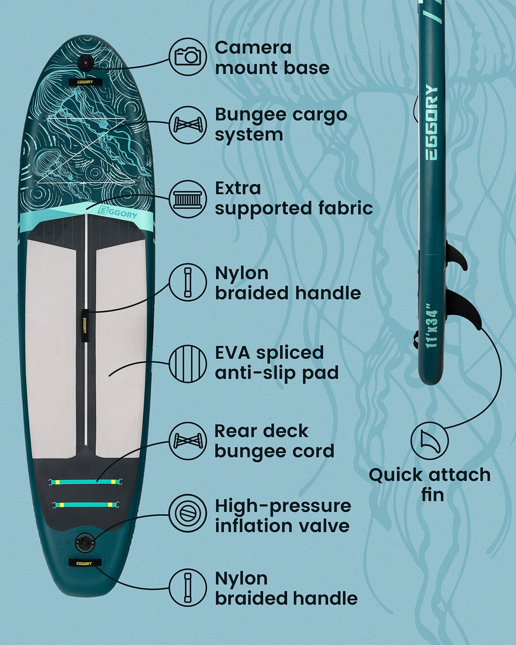 EGGORY 11 ft Inflatable Paddle Boards Stand Up Paddle Board with Full SUP Accessories