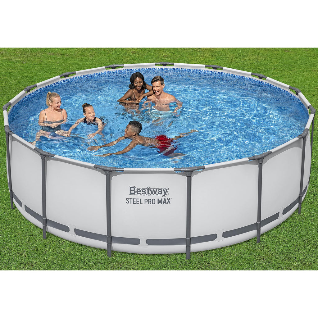 Bestway Steel Pro MAX 15'x42 Metal Frame Above Ground Pool Set w/ Pump, Ladder, & Cover